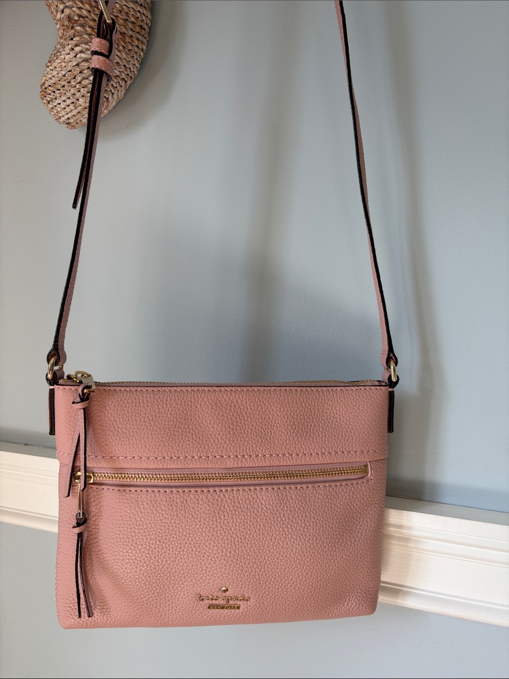 kate spade Blush Pink Pebbled Leather Crossbody with Gold Hardware